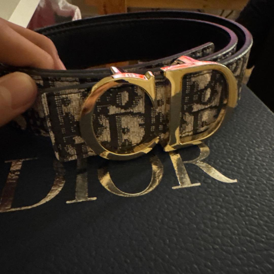 Dior ロゴ入りベルト ブラック/ゴールド
