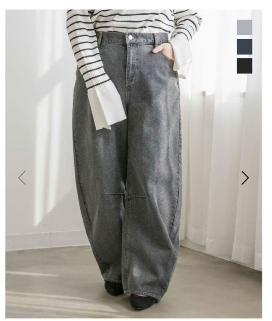 【新品・未使用】CLETTEオリジナル★バレルレッグデニムパンツ ブラック 4L