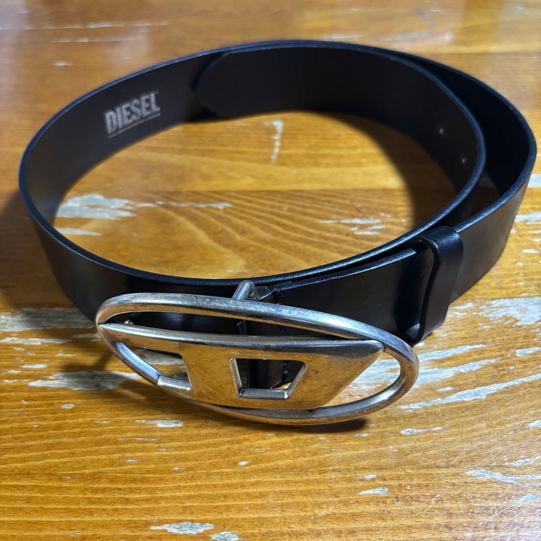 DIESEL b-1dr ブラックベルト バックル Dロゴ 75/30 Men's 2.9cm leather belt with oval d logo | Black | Diesel