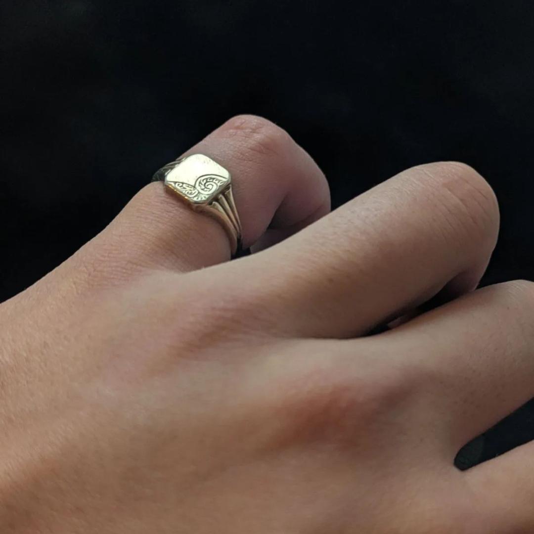 英国イギリス 9CT スターリングシルバー925 ヴィンテージ シグネットリング