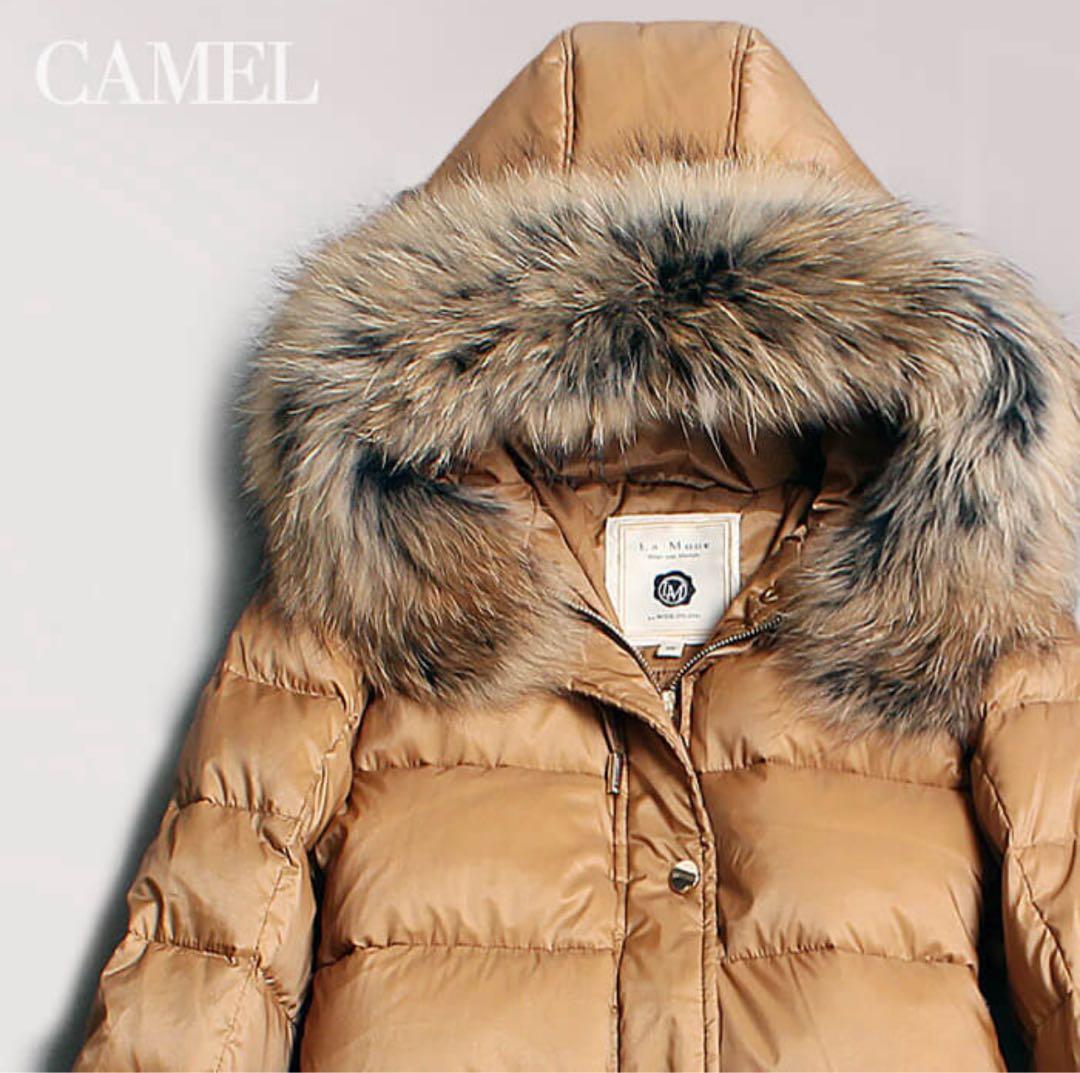 La MODE ファー付きダウンコート キャメル　44 ラナン RANAN リアルファー付ダウンコート （キャメル） -ファッション