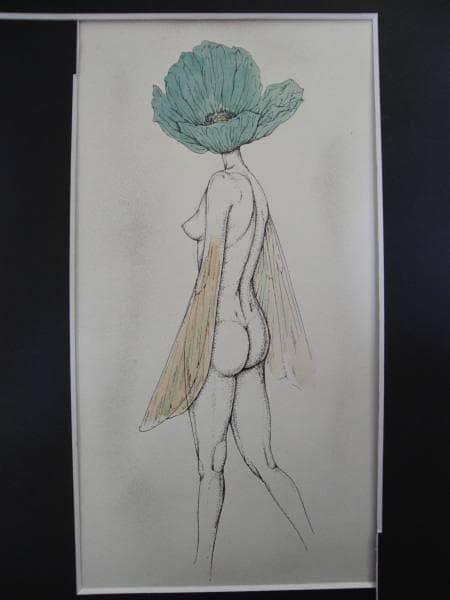 大島 哲以、裸婦素描、裸婦、希少画集画、新品額装付、状態良好