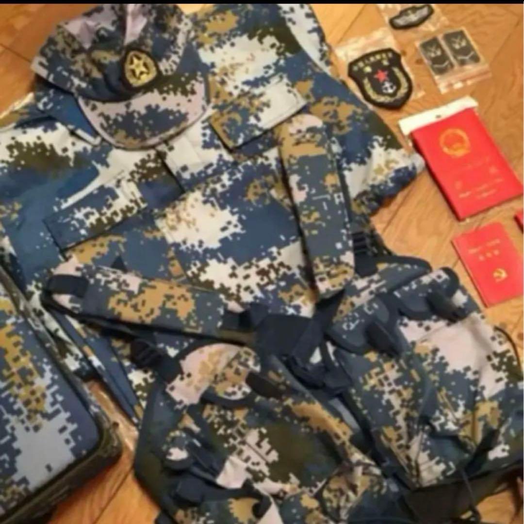 中国人民解放軍海軍陸戦隊海洋迷彩戦闘服超フル装備一式25点セット官給　未使用品