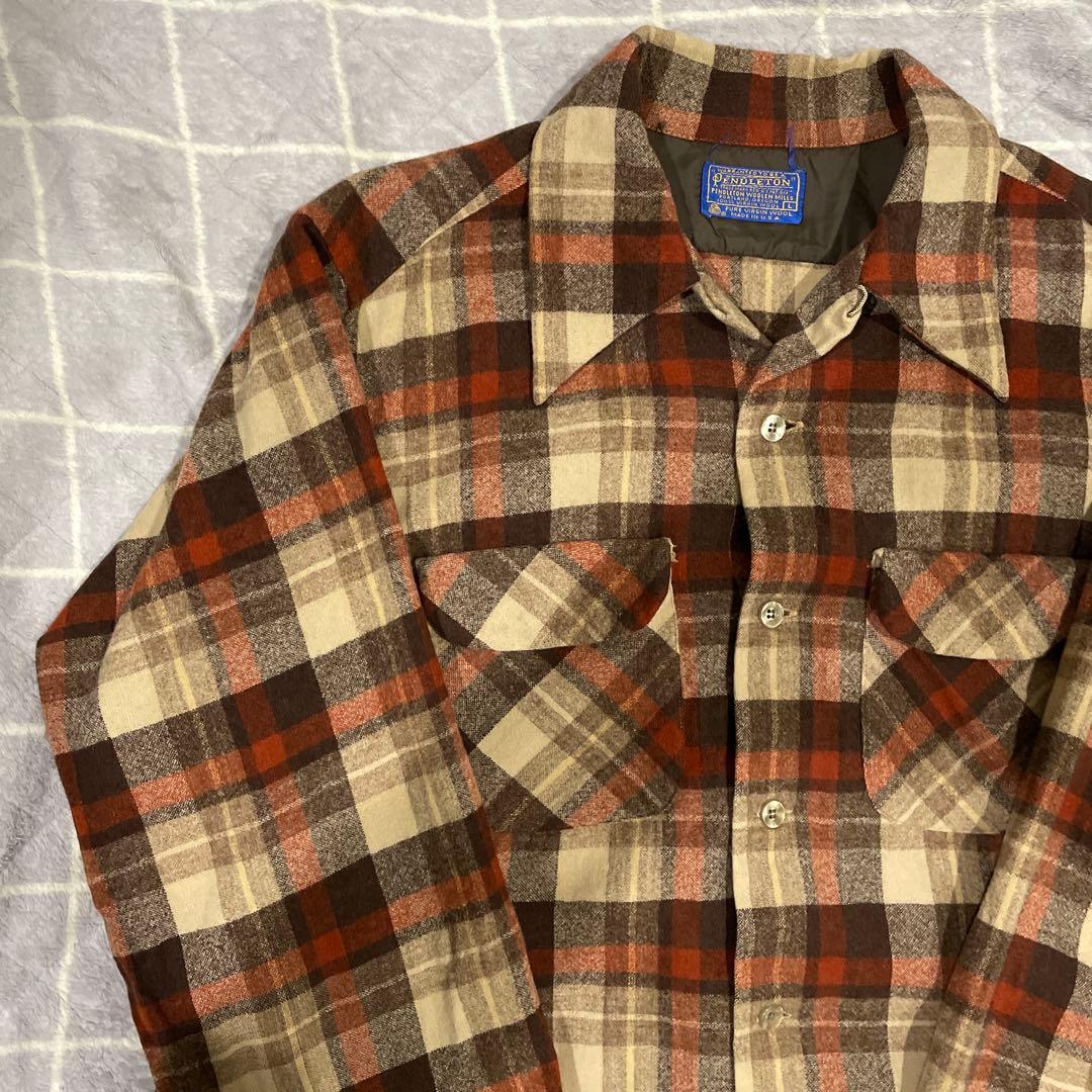70s ペンドルトン ボードシャツ USA製 ブラウン　開襟　ビンテージ