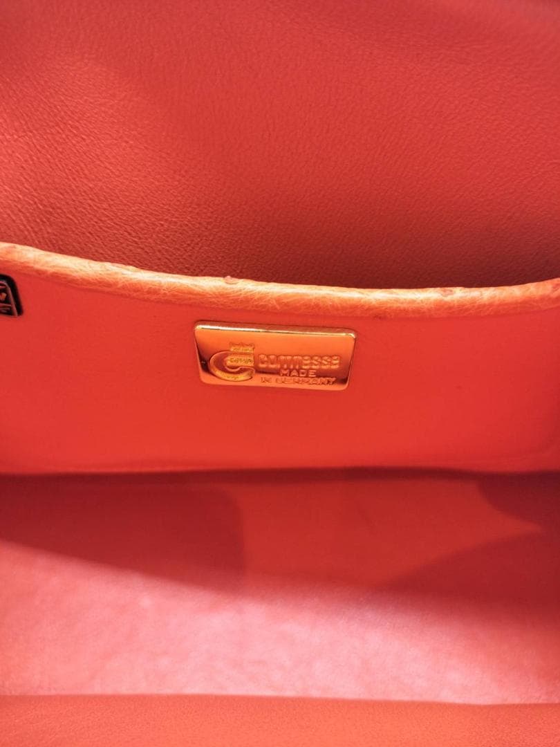 □COMTESSE□オーストリッチ バニティ型 ハンドバッグ オレンジ - メルカリ