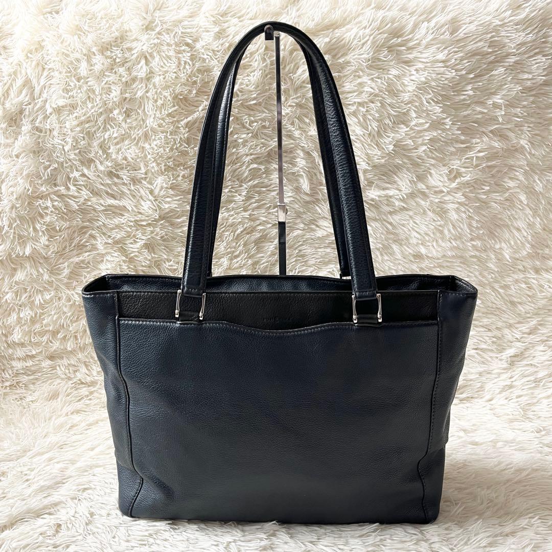 FUJITAKA フジタカ　カルク レザー　トートバッグ A4 ネイビー