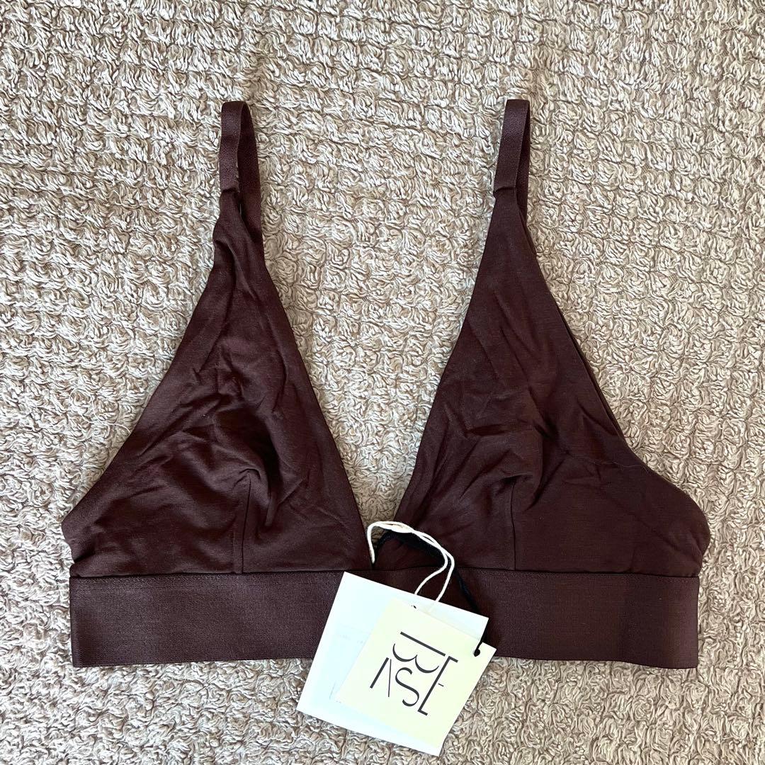 新品タグ付！BASERANGE トライアングルブラS茶 下着 アンダーウェア