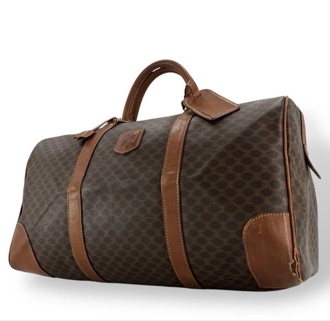 当時物 オールド セリーヌ ボストンバッグ 南京錠 マカダム柄