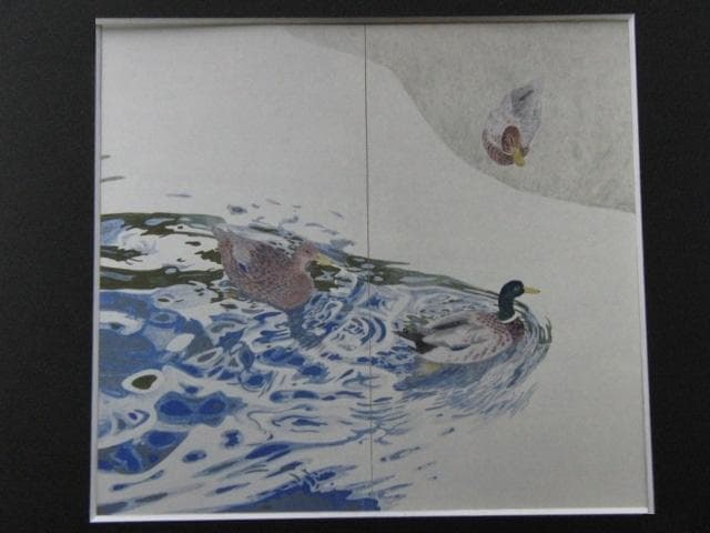 久保吉郎、【鴨】、希少な額装用画集画、新品高級額 額装付、状態良好