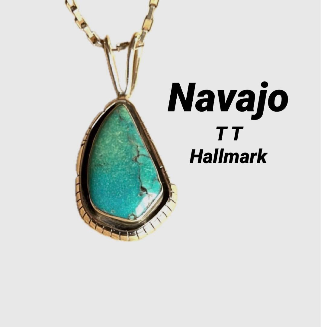 Navajo ナバホ TT ホールマークターコイズ STERLING ペンダント
