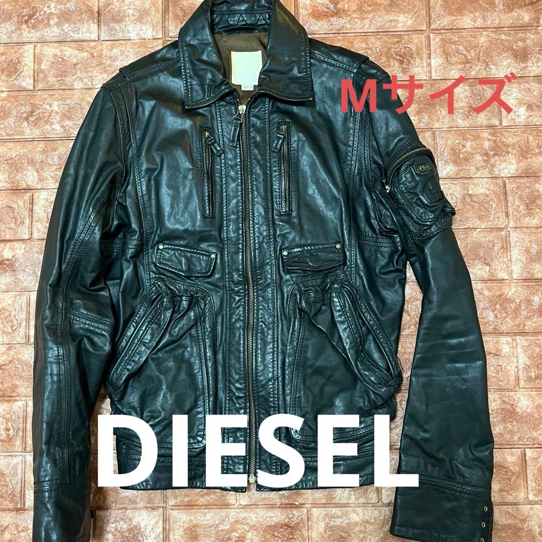 い*し様 DIESEL（ディーゼル）牛革製レザージャケット Mサイズ ブラック