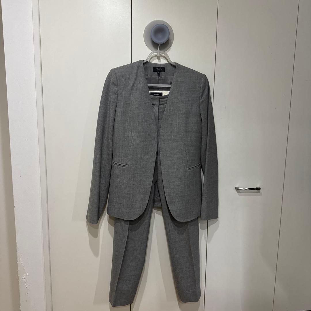 【美品】【Theory】グレー ビジネスパンツスーツ（上下）