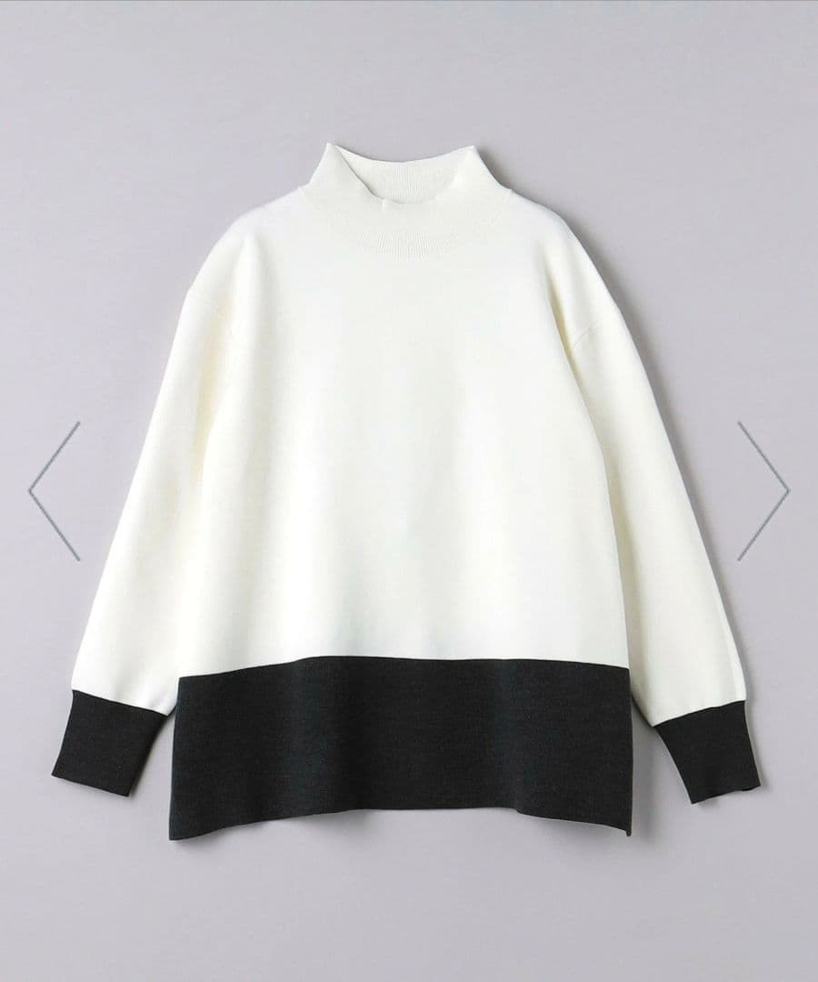 【極美品】UNITED ARROWS 近年 テントラインハイネックニット 黒×白
