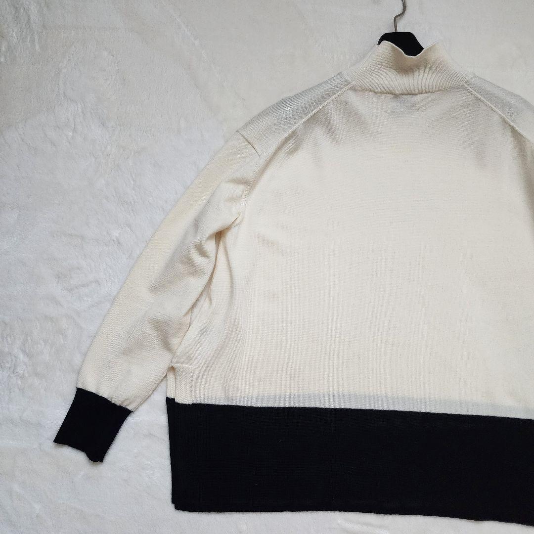 極美品】UNITED ARROWS 近年 テントラインハイネックニット 黒×白