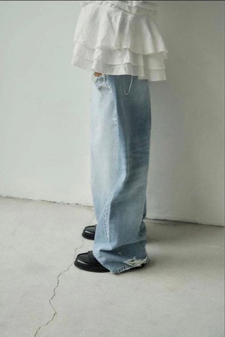 ZARA TRF ミッドライズ折り返しウエストデニムパンツ 38 - メルカリ