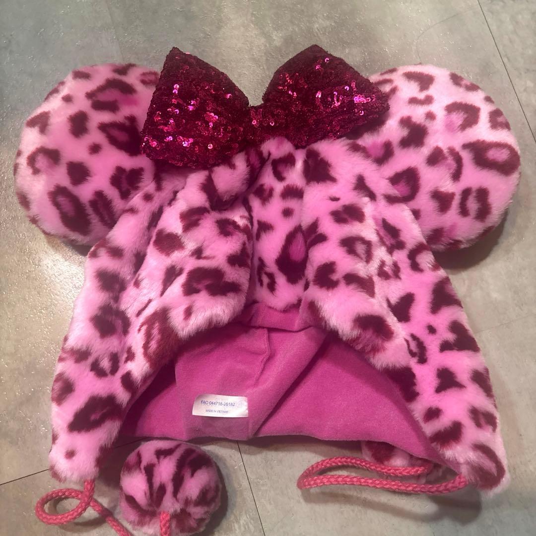 ヒョウ柄　ミニーちゃんファンキャップ　ピンク
