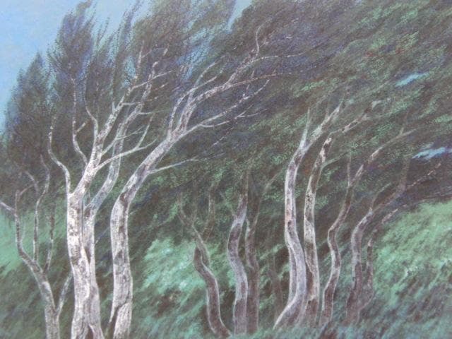 佐々木豊、【木立】、希少な額装用画集画、新品高級額 額装付、状態良好