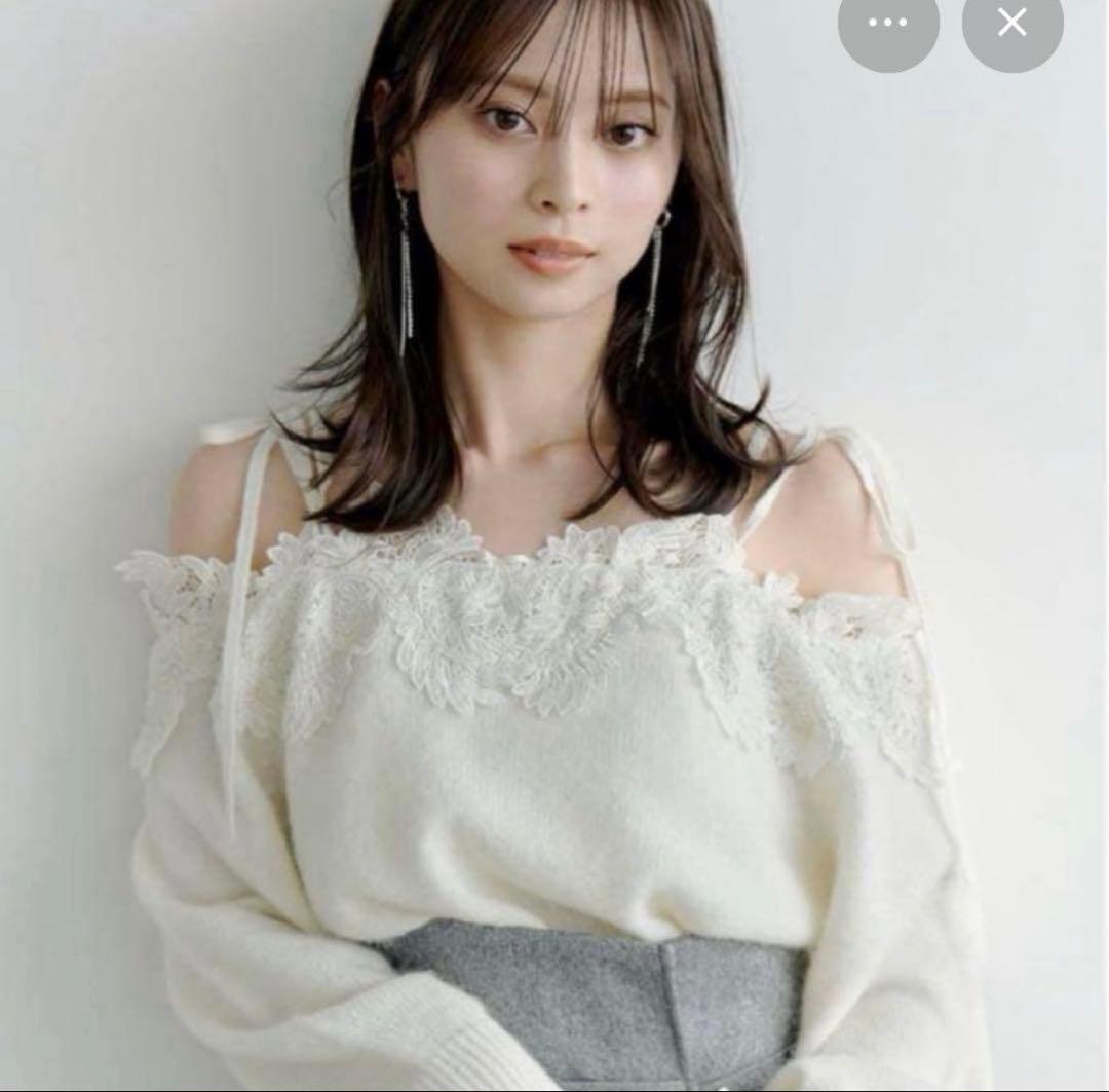 SNIDEL レーストリミングオフショルプルオーバー スナイデル ニット