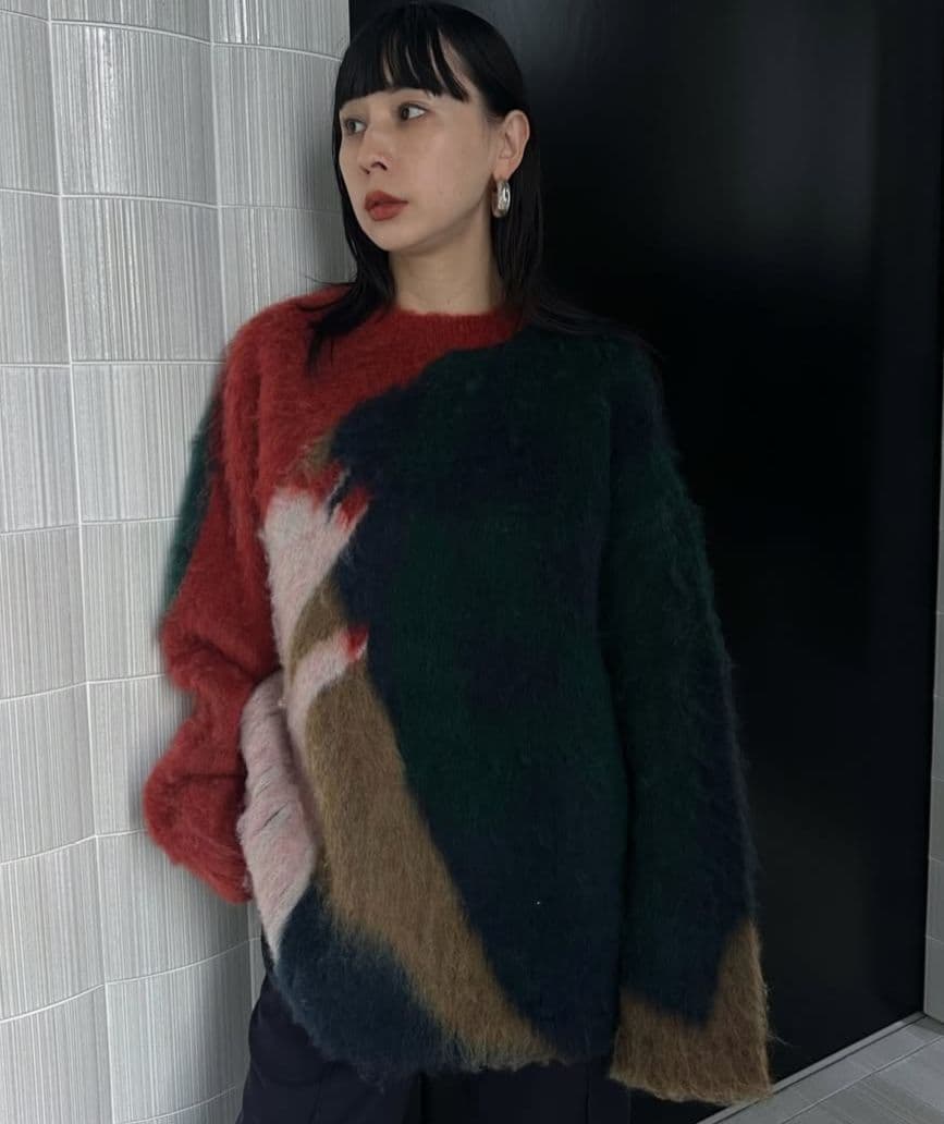 Ameri LITTLE FUNNY FACE SHAGGY KNIT TOP - メルカリ