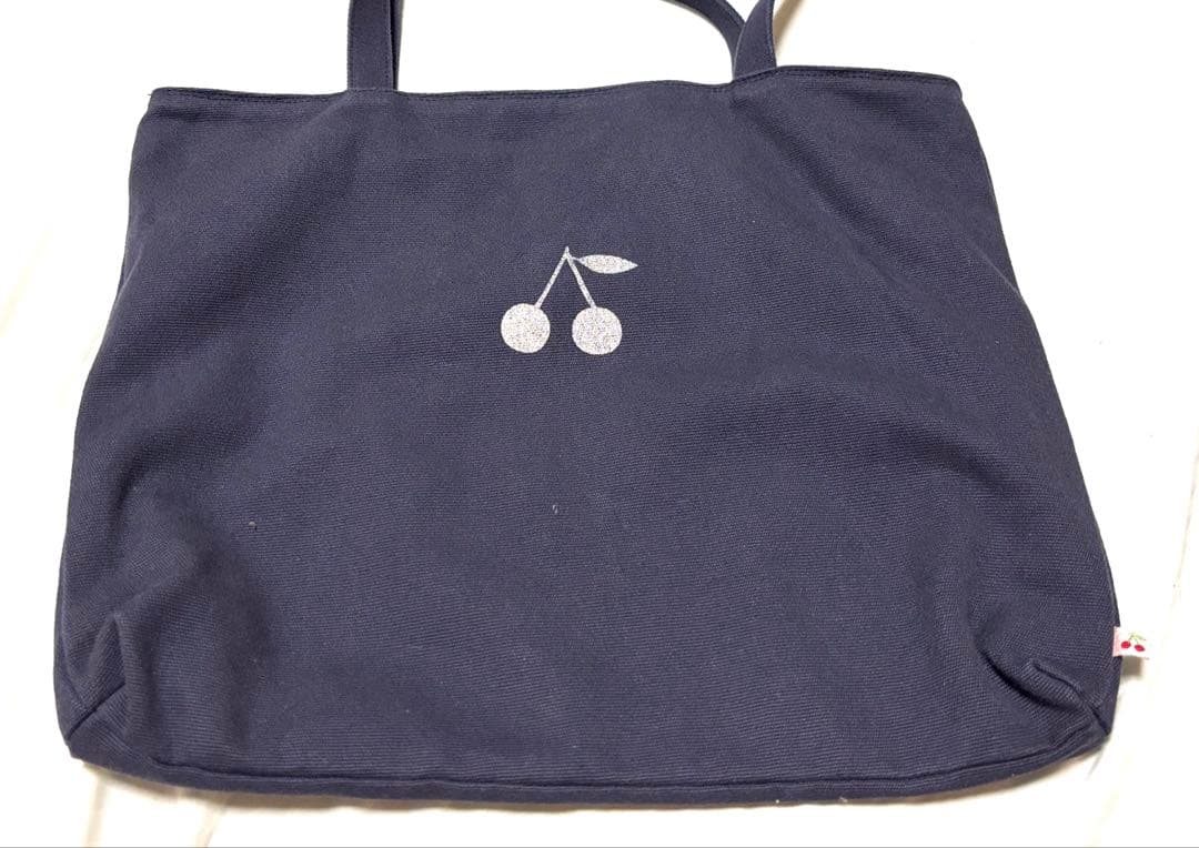 ボンポワン　トートバック　ネイビー　お受験 A4サイズ対応】お受験濃紺二層式トートバッグ
