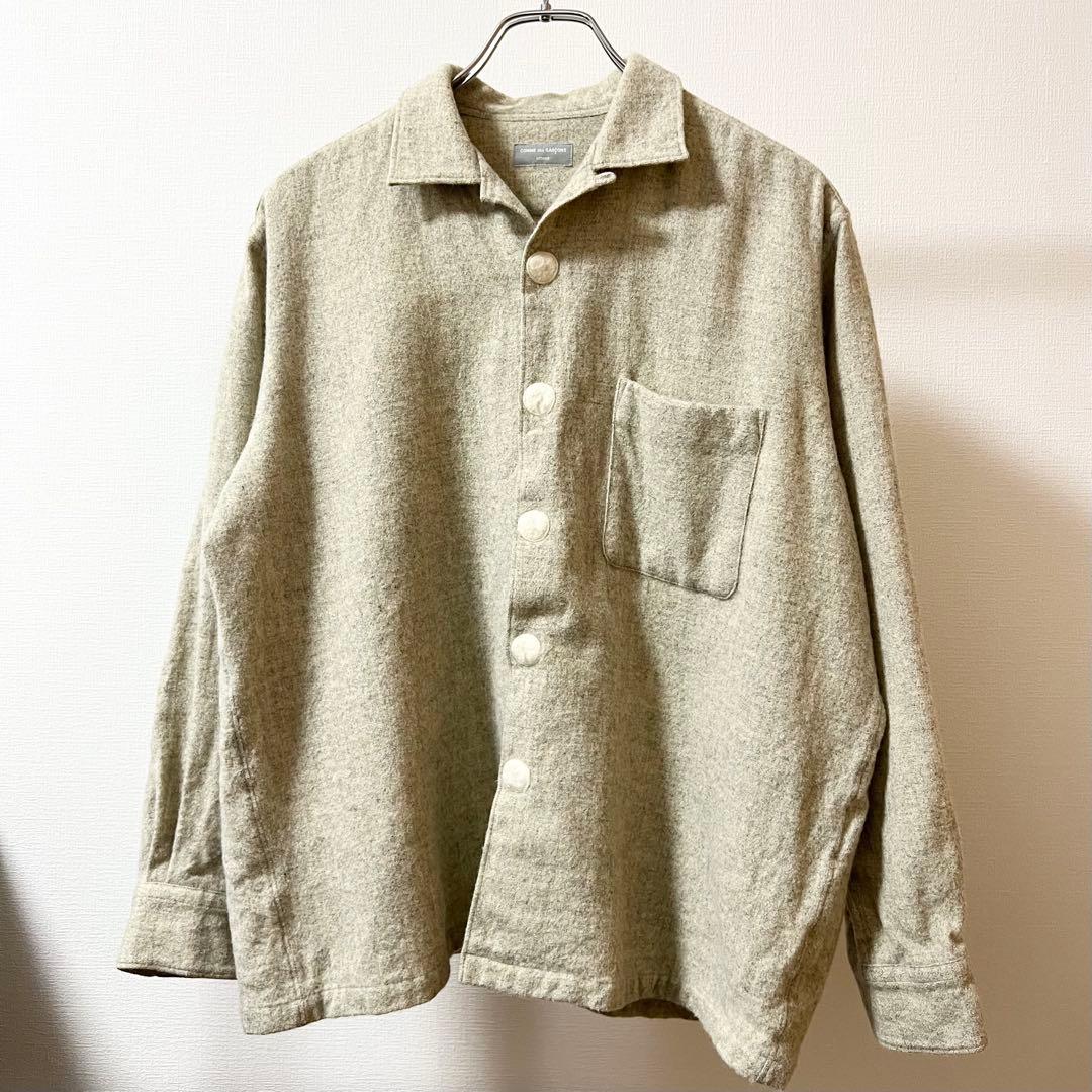 90’s コムデギャルソンオム 田中オム 開襟ウールシャツ オフホワイト