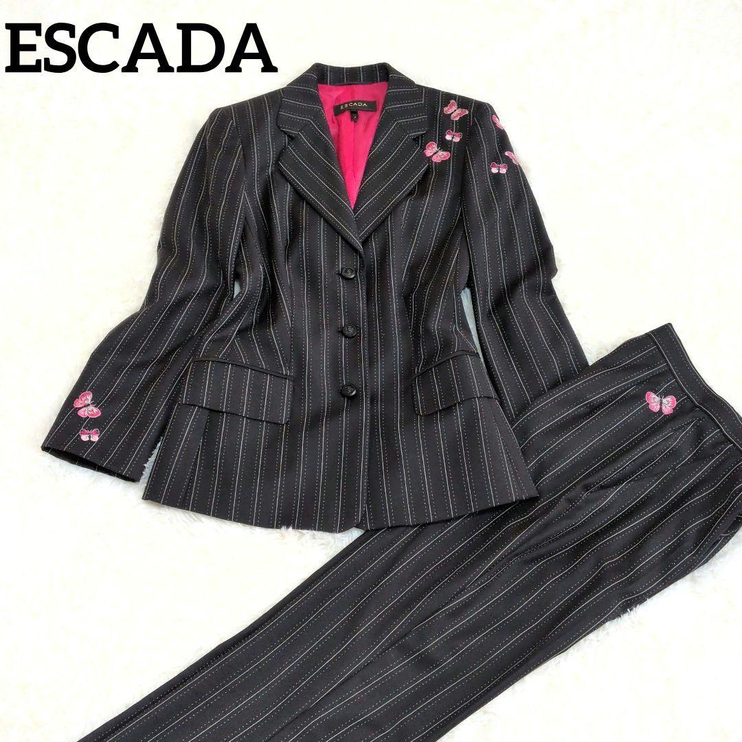 美品✨エスカーダ スーツ セットアップ 刺繍 ブラック ピンク
