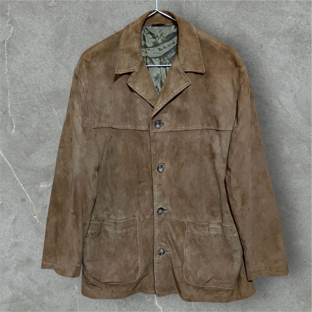 至高の一着。70sヴィンテージ イタリア製 リアルスエードレザーコート 茶 L