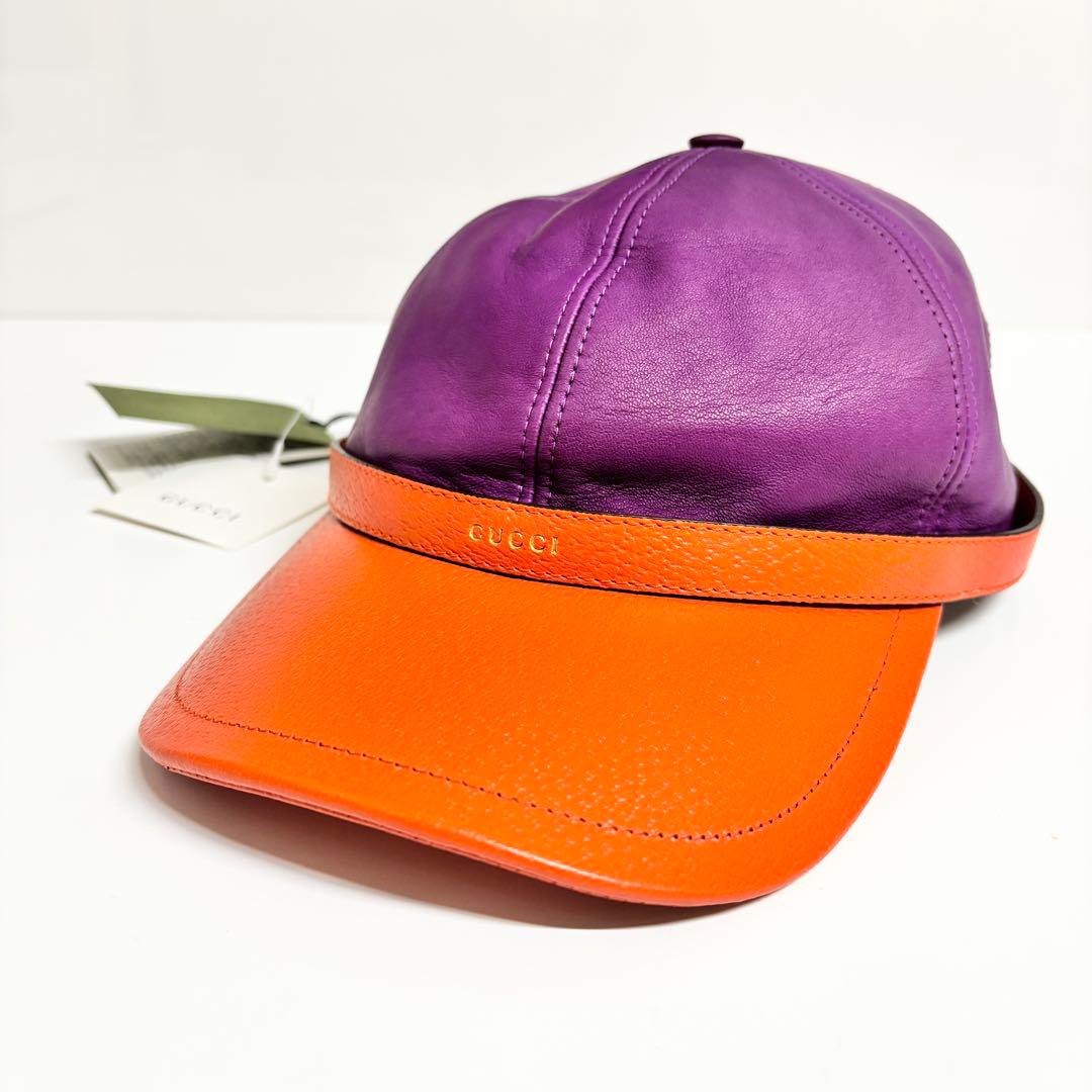 美品！GUCCI グッチ レザー ベースボール キャップ 帽子 M 羊革 - メルカリ
