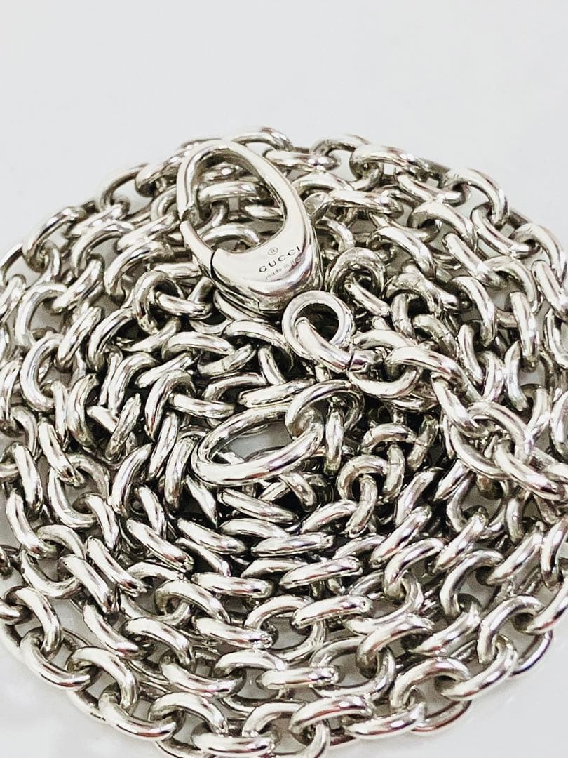 【超美品】GUCCI オーバルチェーン ネックレス 男女兼用　SV925 超美品 送無】GUCCI オーバル チェーン ネックレス 男女兼用 シルバー
