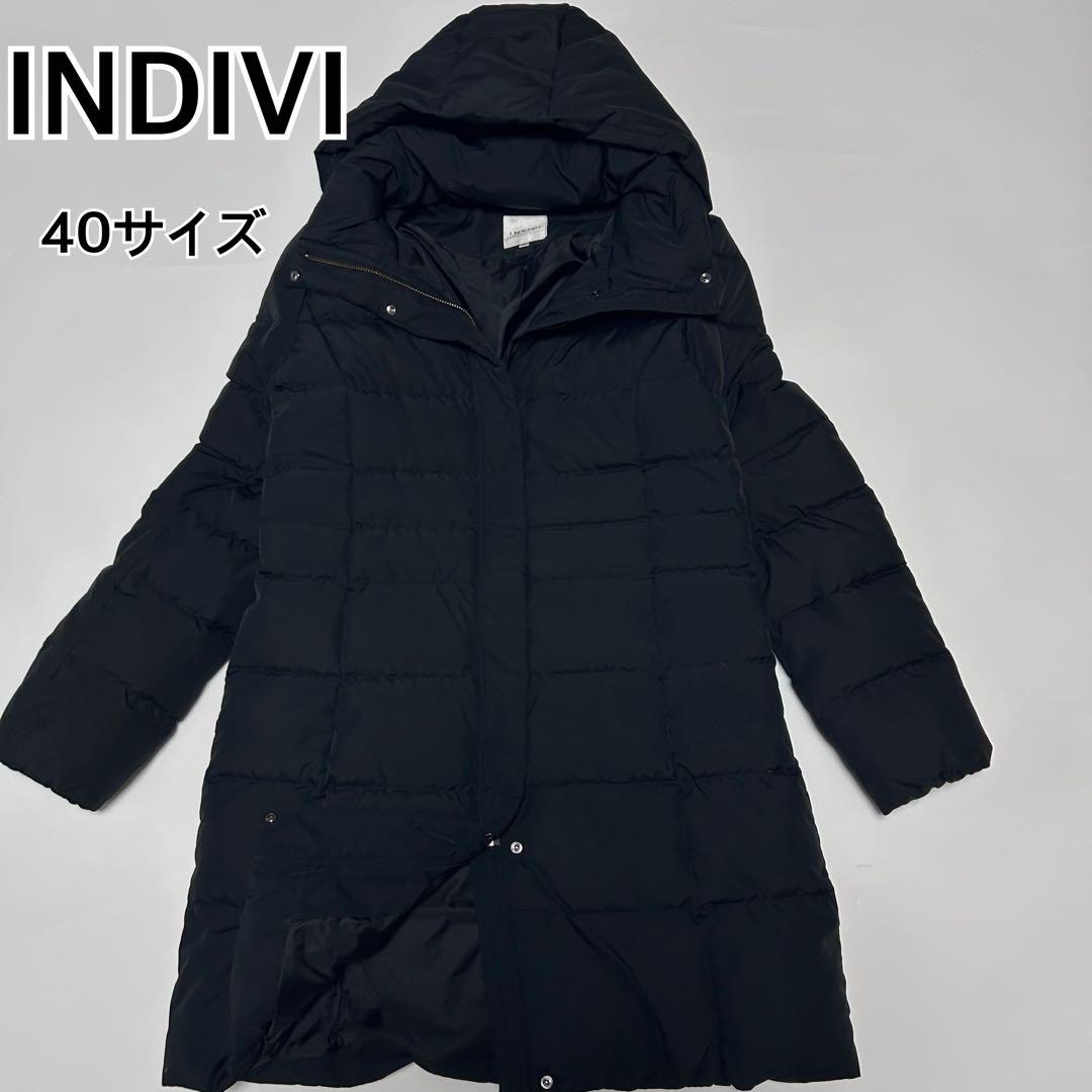美品✨　INDIVI ダウンコート　40サイズ　フード取り外し　黒 INDIVI（インディヴィ） 【名品／撥水／抗菌防臭】ショート リサイクル