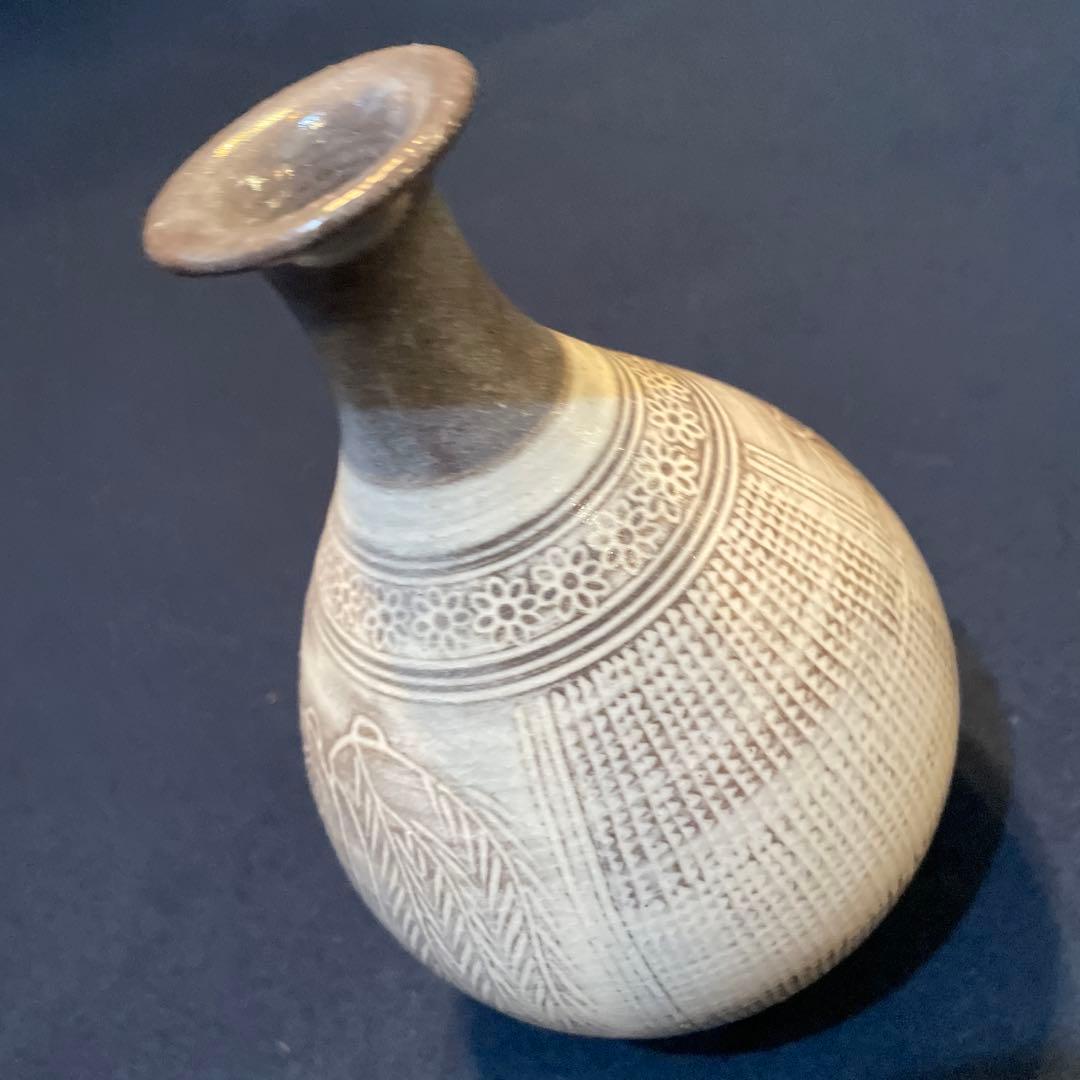 唐津焼 名工【中里 重利】(造)の『三島 徳利』共箱※美品 徳利