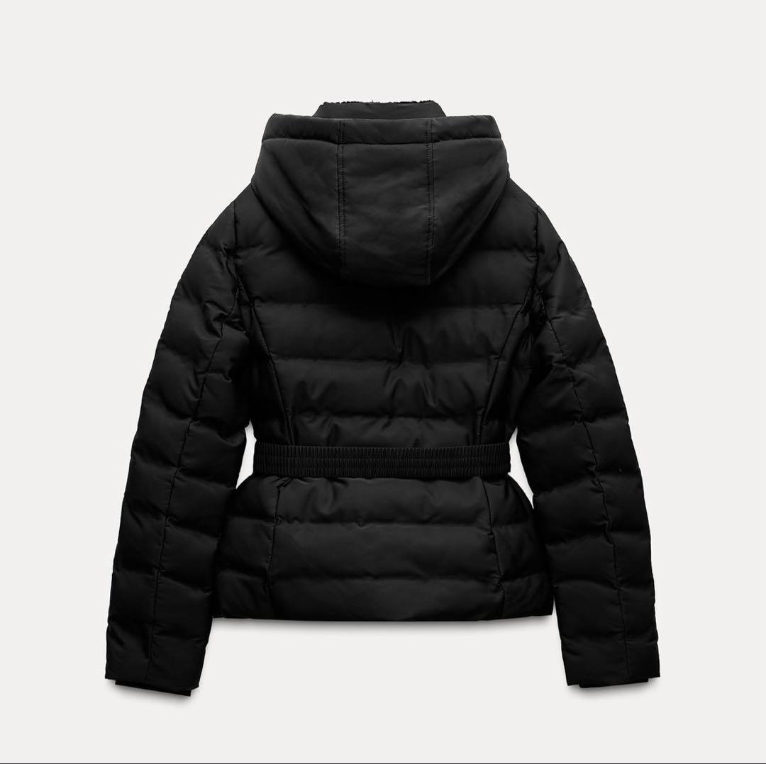 ZARA ベルト付きダウンジャケット - メルカリ