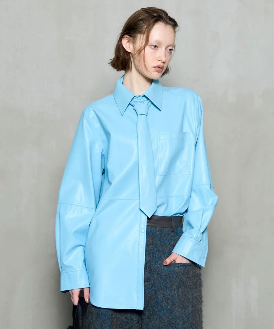 【新品未使用】Vegan Leather Tie Shirt