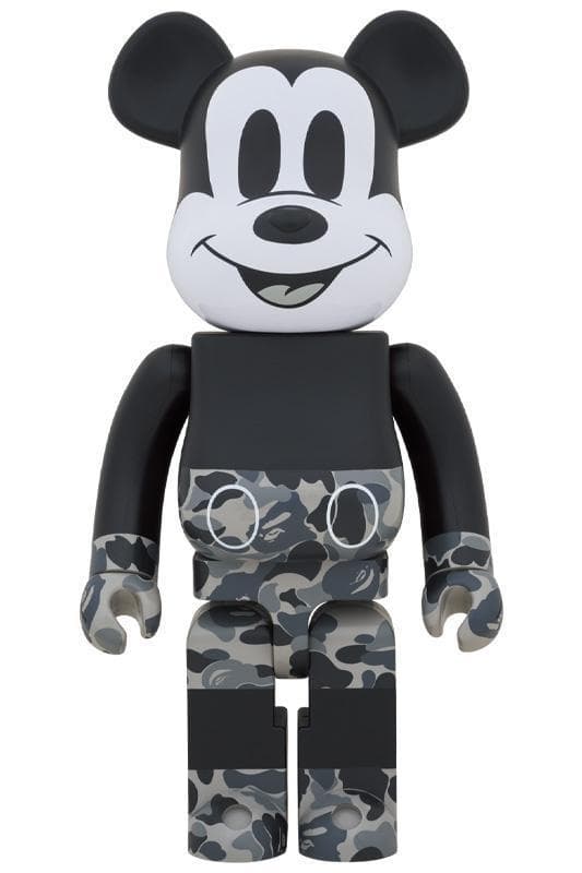 1000% ベアブリック BAPE(R) MICKEY モノトーン ミッキーマウス“モノクロカモ柄”のベアブリック＆フィギュア、ア