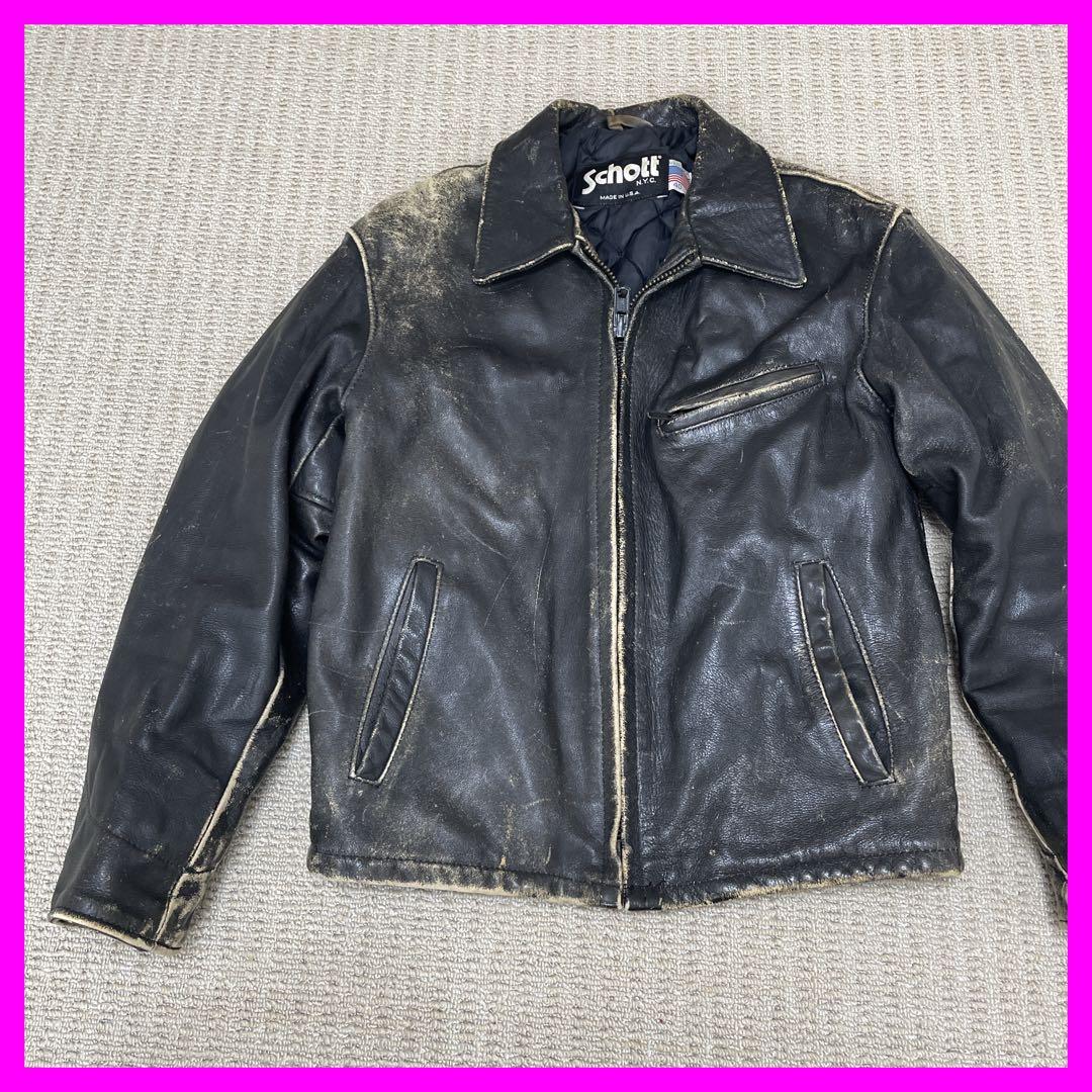 【 雰囲気最高】 ショット レザージャケット シングルライダース 黒