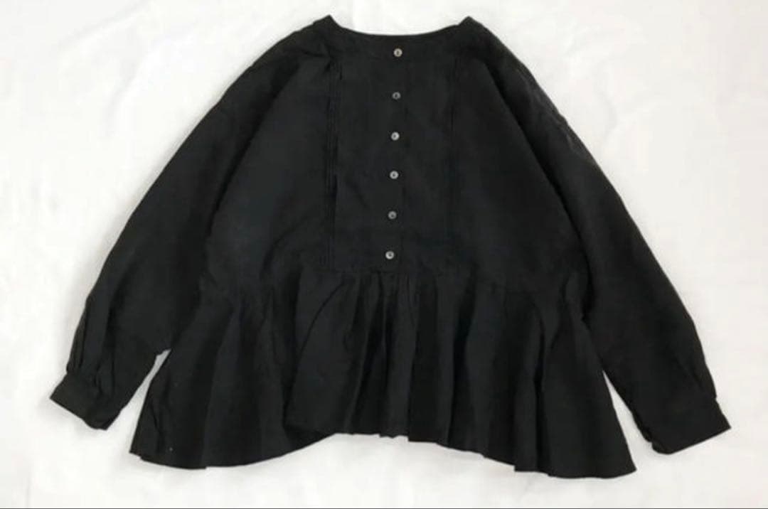 nest Robeリネンミルフィーユタックブラウス リネン 100% ブラック