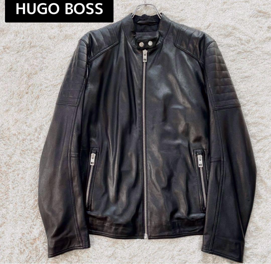 HUGO BOSS　レザー　ライダースジャケット　黒　52