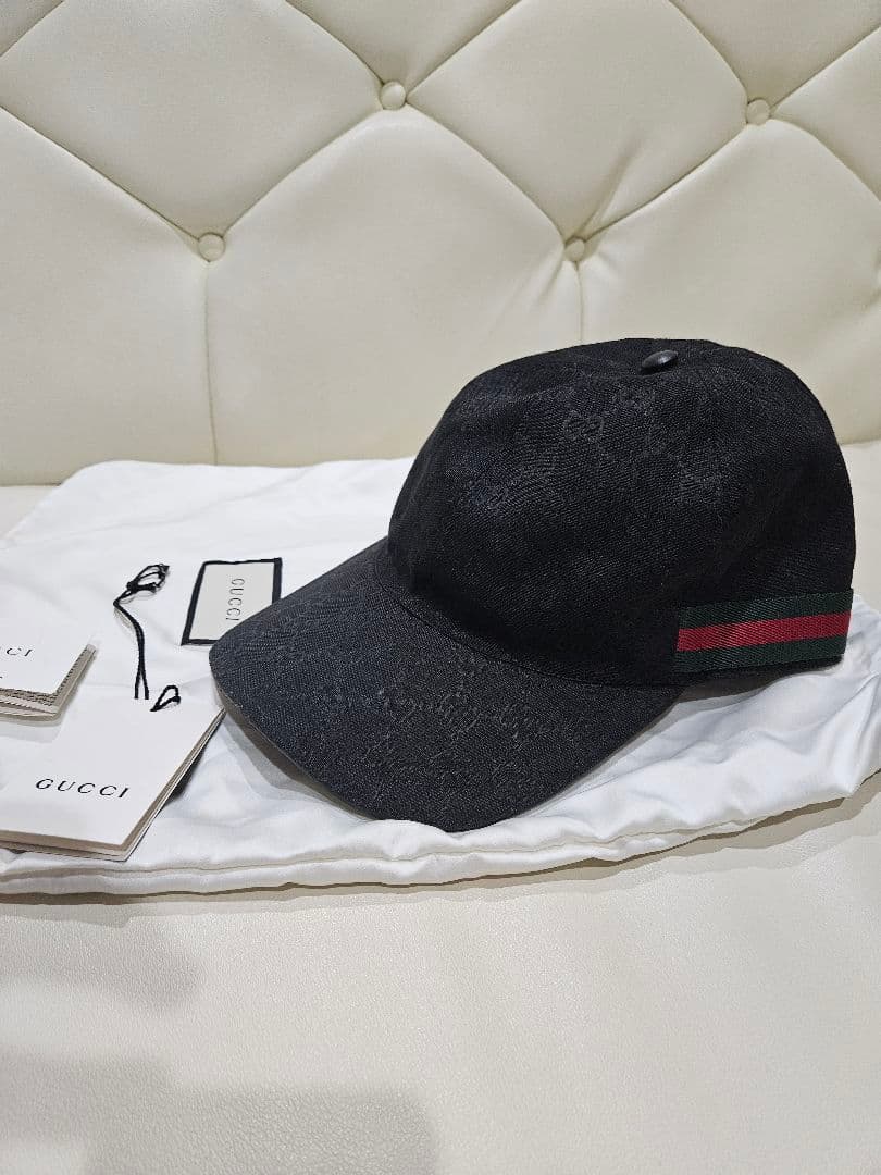 GUCCI ブラック GGパターン キャップ　グッチ