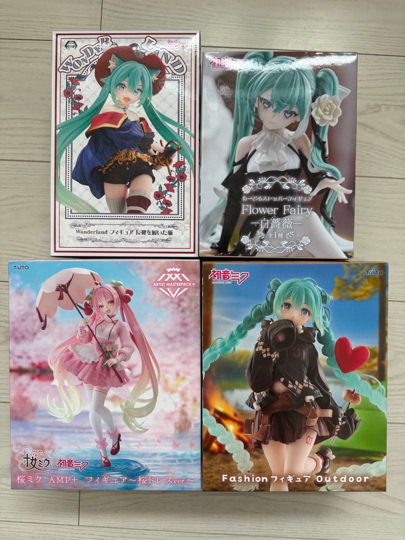 初音ミク 桜ミク 長靴をはいた猫 白薔薇 outdoor フィギュア 4点セット