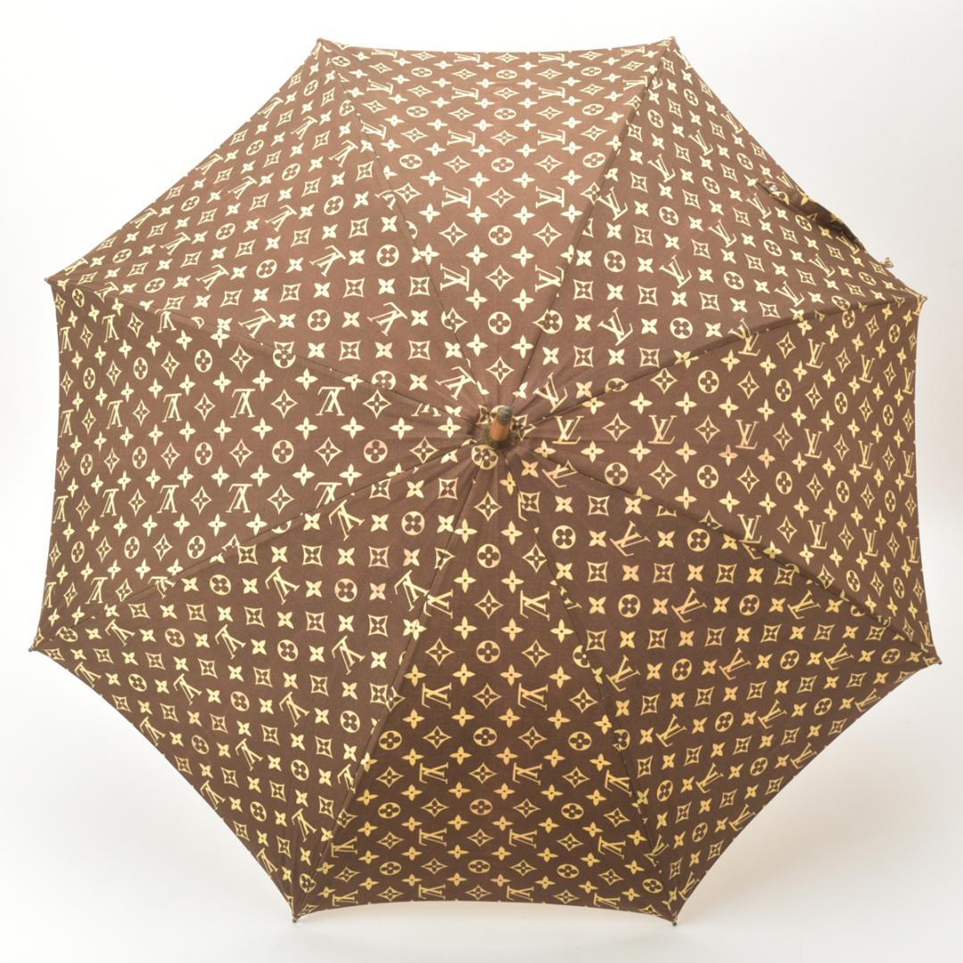 美品◇ルイヴィトン パラプルュイ 長傘 モノグラム コットン ウッド