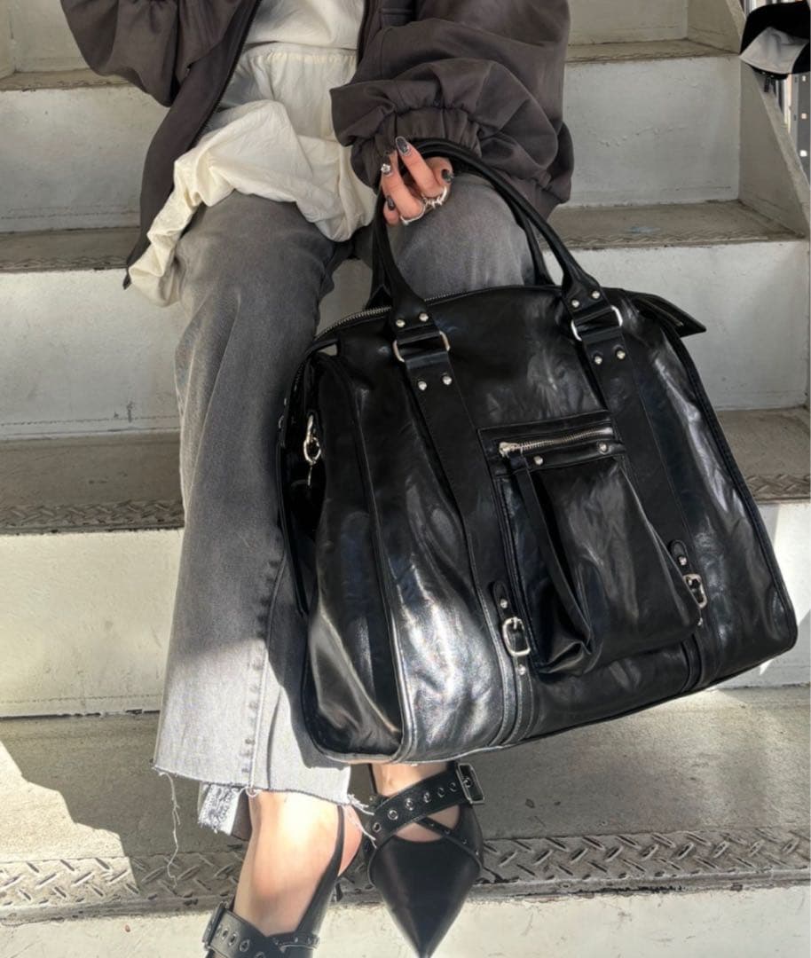 JEANASIS 2way アンティークフェイクレザーボストンバッグ