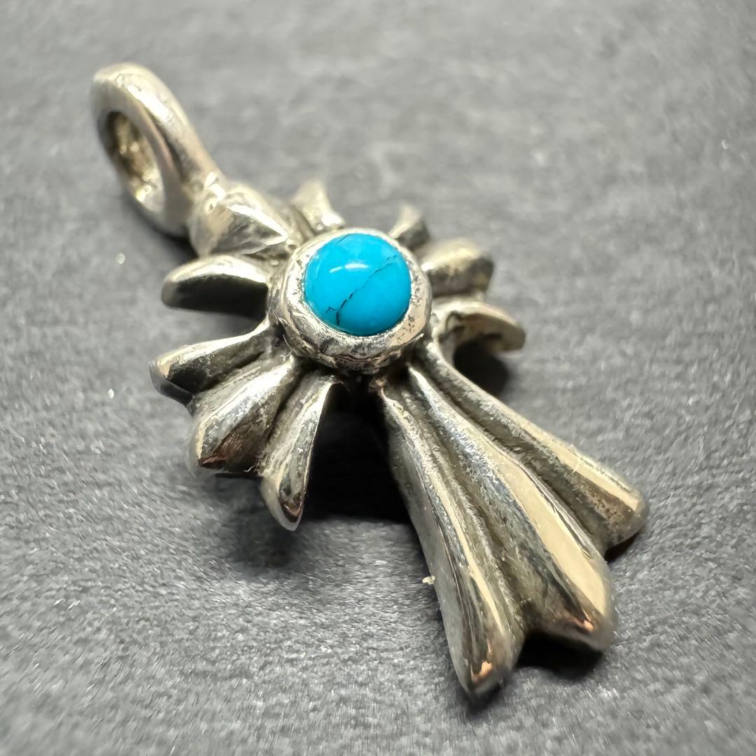 【silver925 ターコイズ】タイニークロスペンダントトップ