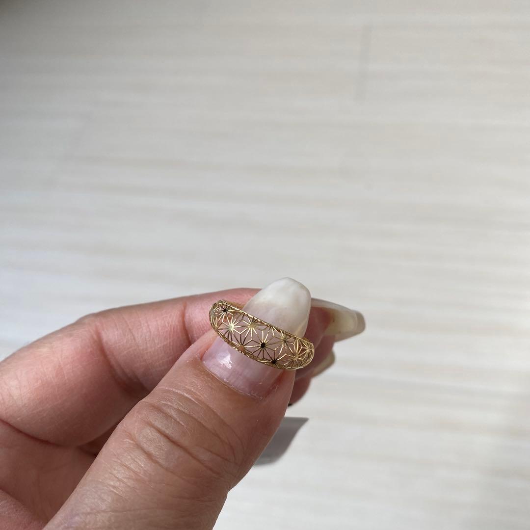 透かしリングk18イエローゴールド