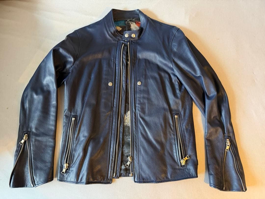 PSポールスミス　ダークブルー レザー シングルライダースジャケット Paul Smith（ライダースジャケット）のフリマアイテム一覧