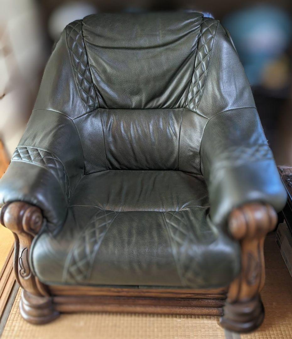 本革ソファ　レザーソファ　一人掛け　椅子　インテリア　アンティーク家具