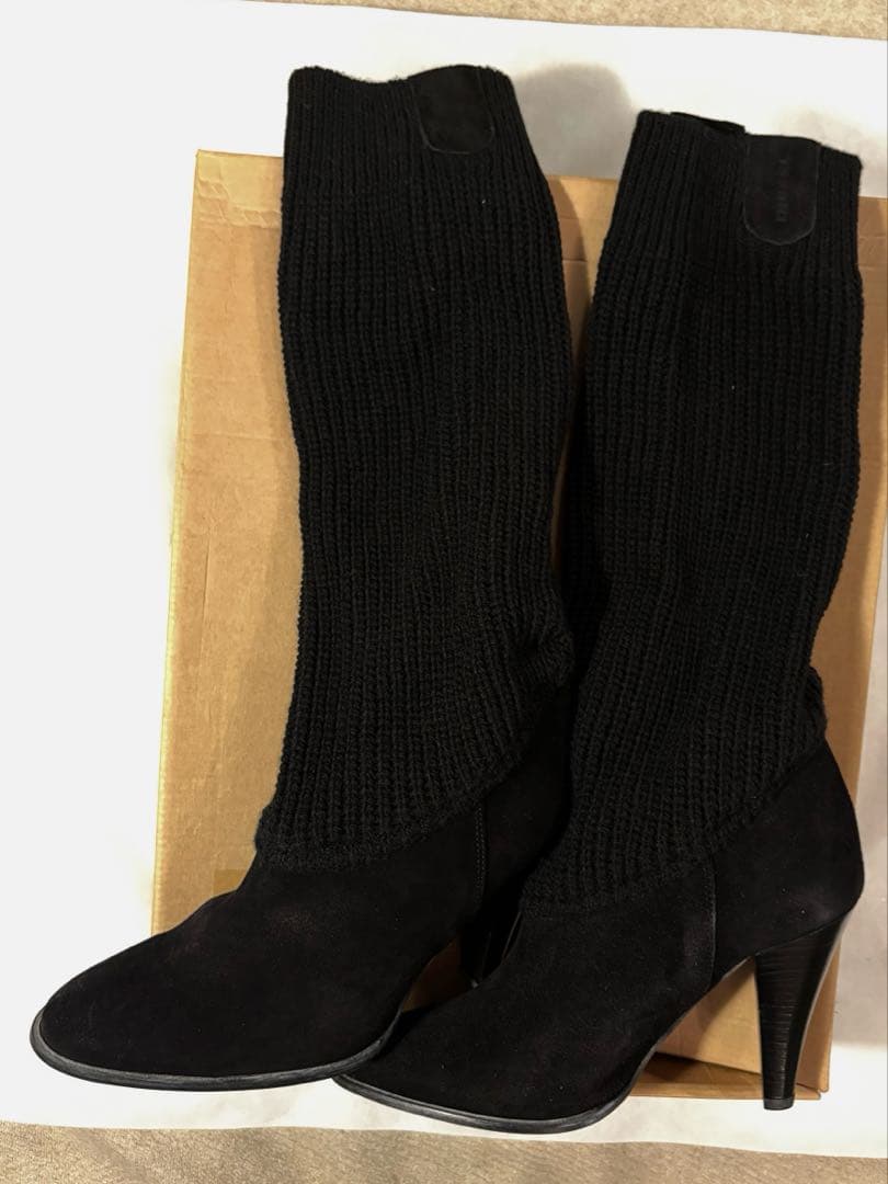 Diesel 黒　クシュクシュニット✖️スエード ロングブーツ D-VENUS 40 KB TUBE ロングブーツ｜ブラック｜ウィメンズ｜DIESEL