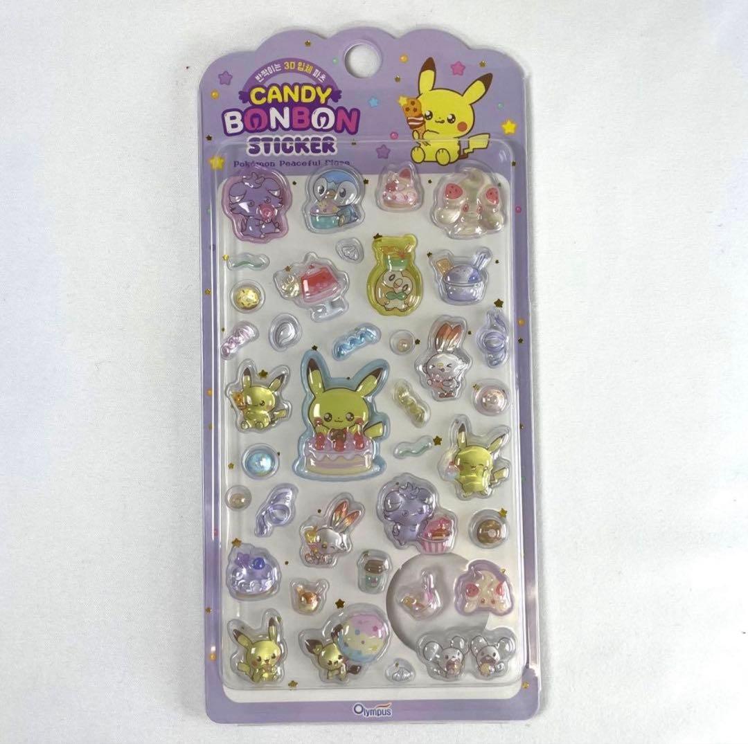 韓国限定 ポケモン ポケピース 3D 立体シール クリスタルシール 紫