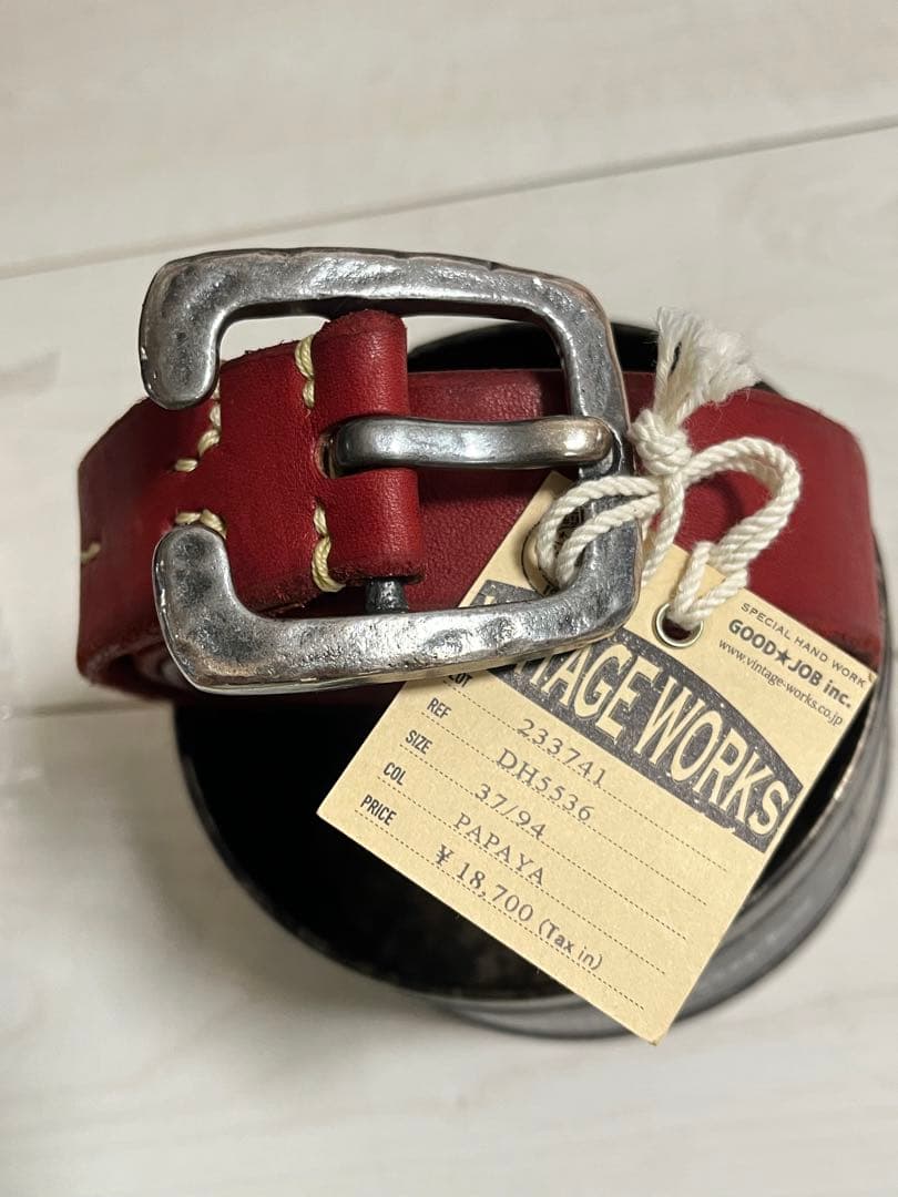最終価格‼️VINTAGE WORKS レザーベルト DH5536 37 VINTAGE WORKS / ビンテージワークス DH5536 TAN レザーベルト 送料