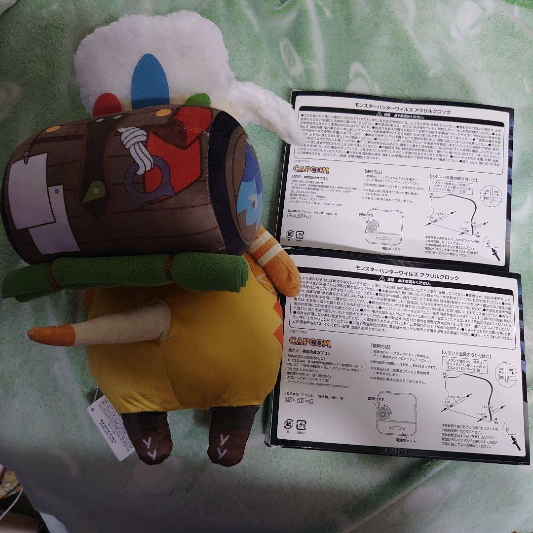 モンハンワイルズ アクリルクロック2種 オトモアイルーぬいぐるみ