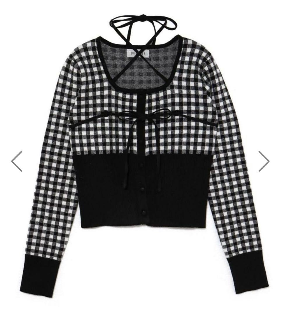 最終値下げ bubbles チェックリボンニット ギンガム